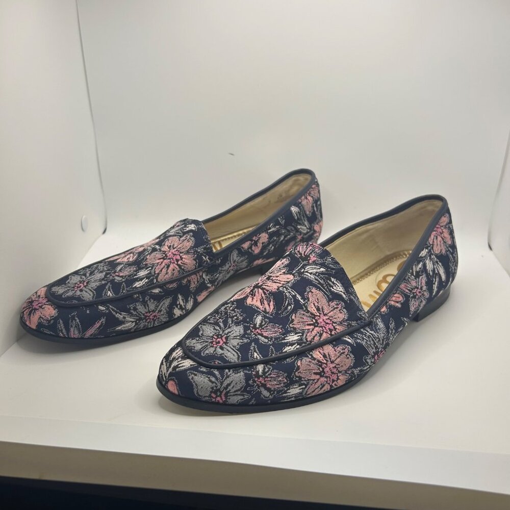 Sam Edelman Leon Moe Toe Embroidered Floral Print Blue & Pink Loafers- Size 9.5 - Picture 5 of 10